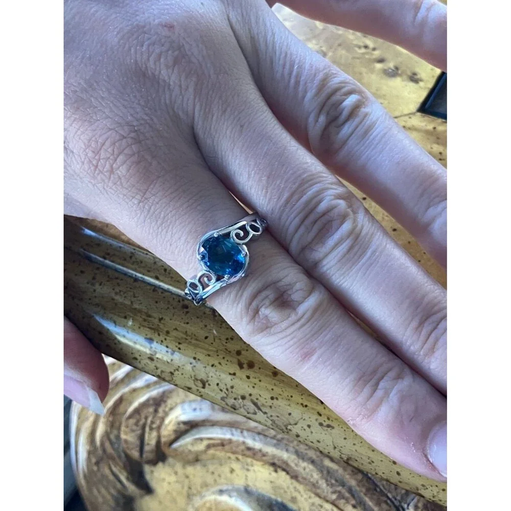 Natural London Blue Topaz Sterling Silver Ring Size 10